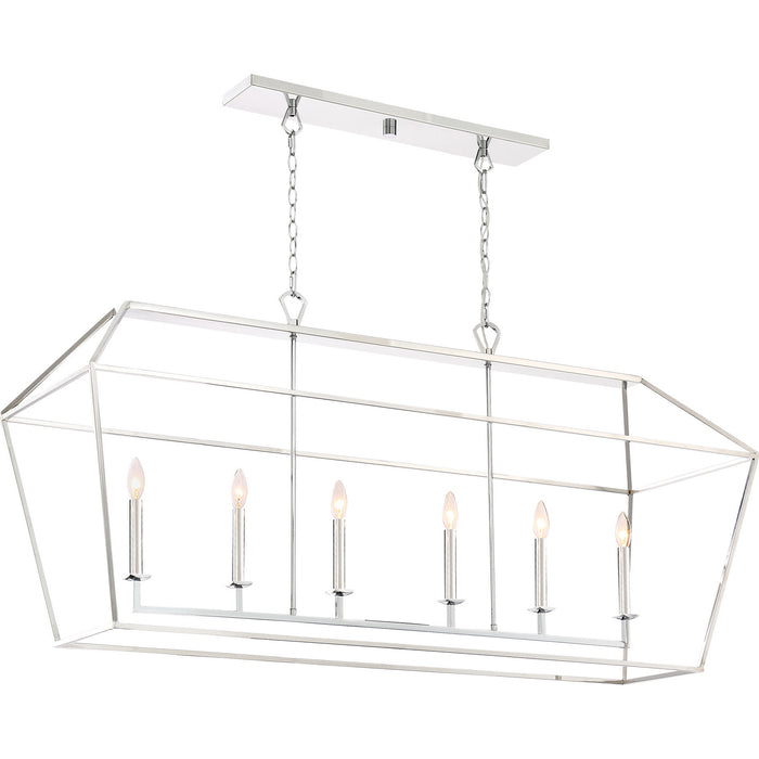Quoizel AVY654PK Six Light Island Chandelier, Polished Nickel