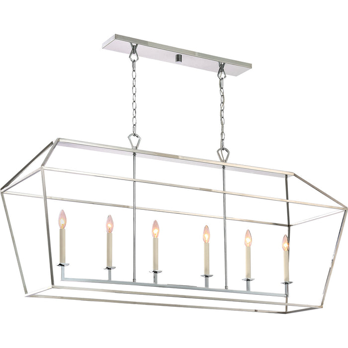 Quoizel AVY654PK Six Light Island Chandelier, Polished Nickel