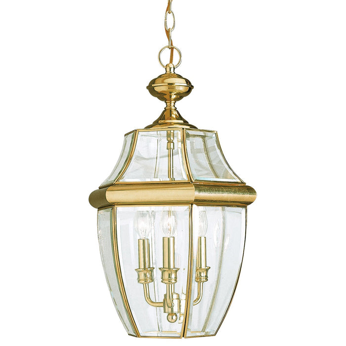 Generation Lighting 6039EN-02 Three Light Outdoor Pendant, Polished Brass