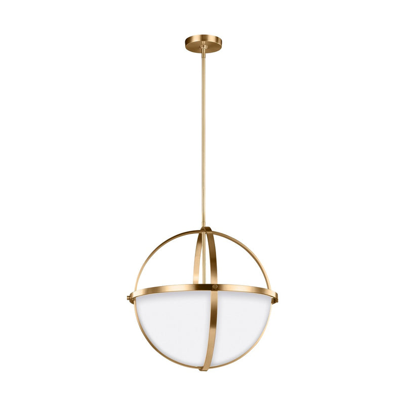 Generation Lighting 6624603EN3-848 Three Light Pendant, Satin Brass