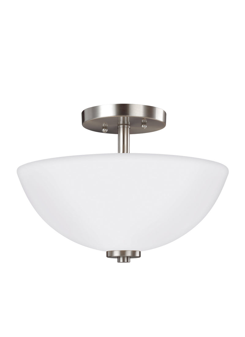 Generation Lighting 77160-962 Two Light Semi-Flush Convertible Pendant, Brushed Nickel
