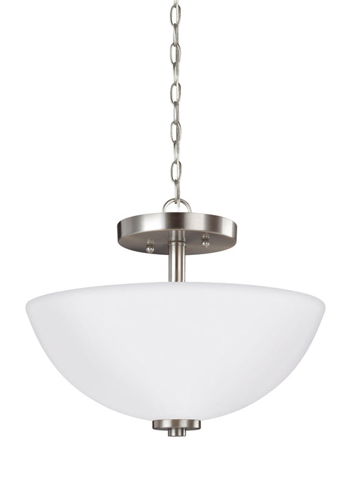 Generation Lighting 77160-962 Two Light Semi-Flush Convertible Pendant, Brushed Nickel