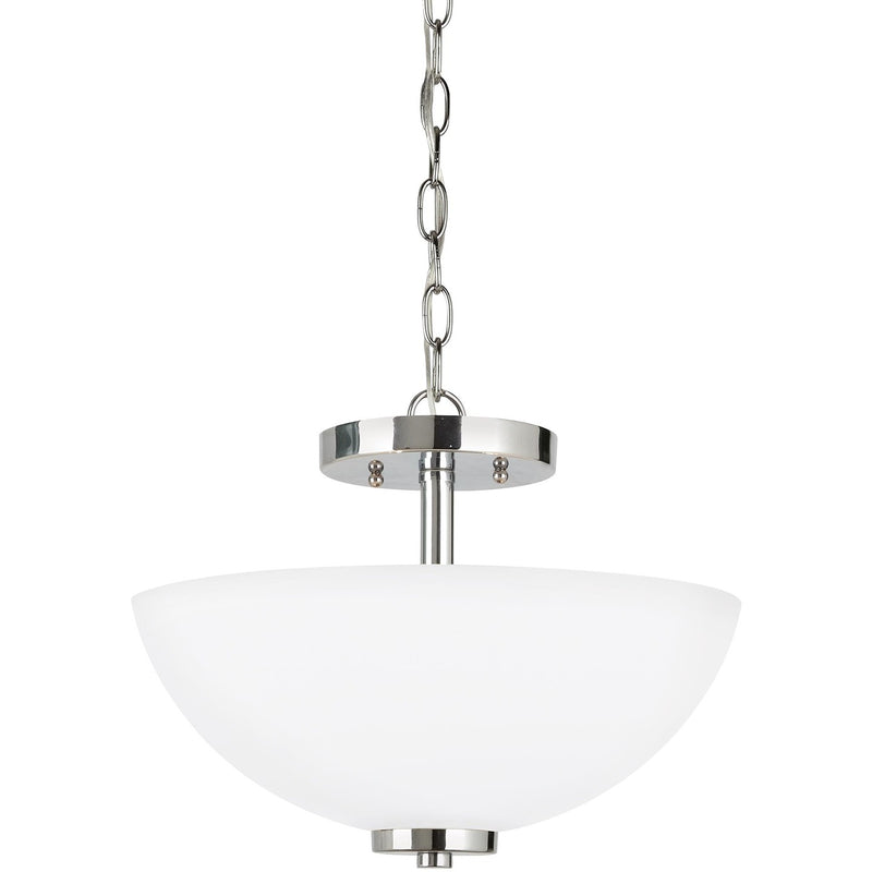 Generation Lighting 77160EN3-05 Two Light Semi-Flush Convertible Pendant, Chrome
