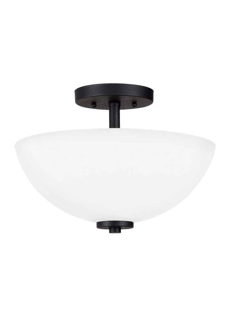 Generation Lighting 77160EN3-112 Two Light Semi-Flush Convertible Pendant, Midnight Black