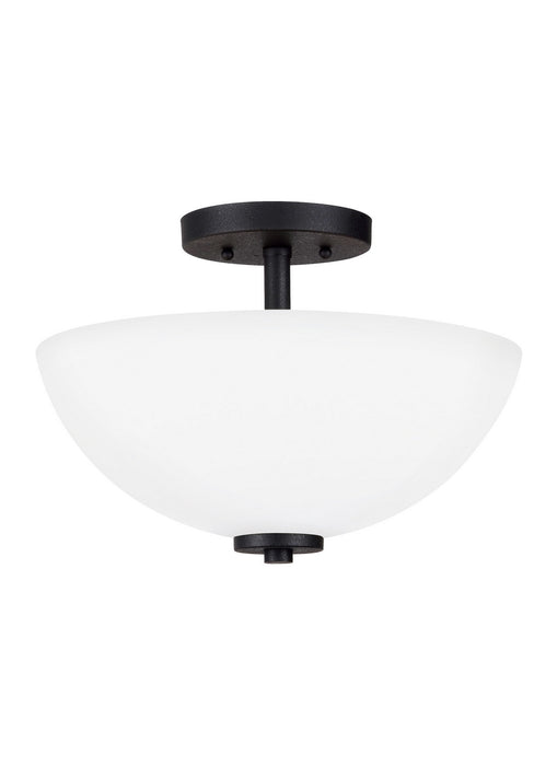 Generation Lighting 77160EN3-112 Two Light Semi-Flush Convertible Pendant, Midnight Black