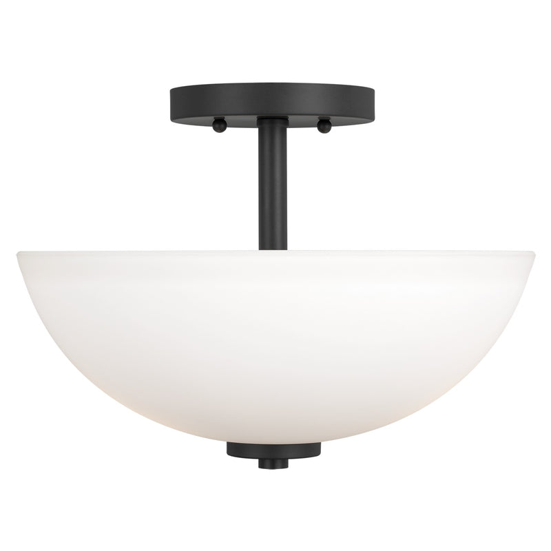 Generation Lighting 77160EN3-112 Two Light Semi-Flush Convertible Pendant, Midnight Black