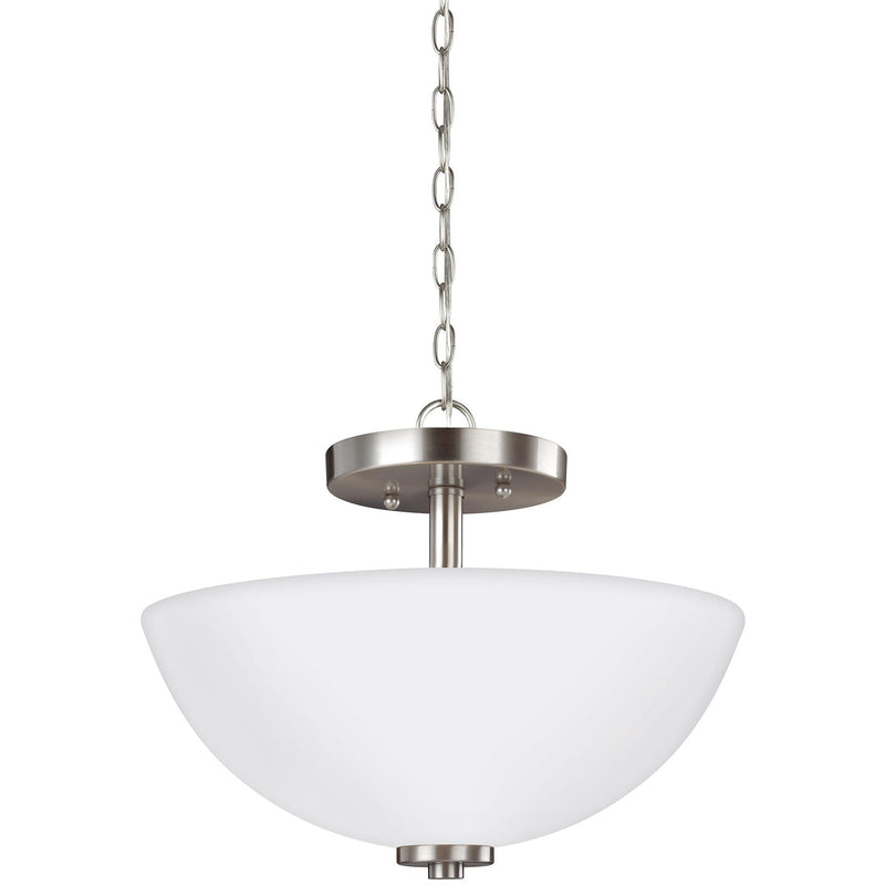 Generation Lighting 77160EN3-962 Two Light Semi-Flush Convertible Pendant, Brushed Nickel