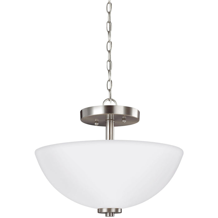 Generation Lighting 77160EN3-962 Two Light Semi-Flush Convertible Pendant, Brushed Nickel