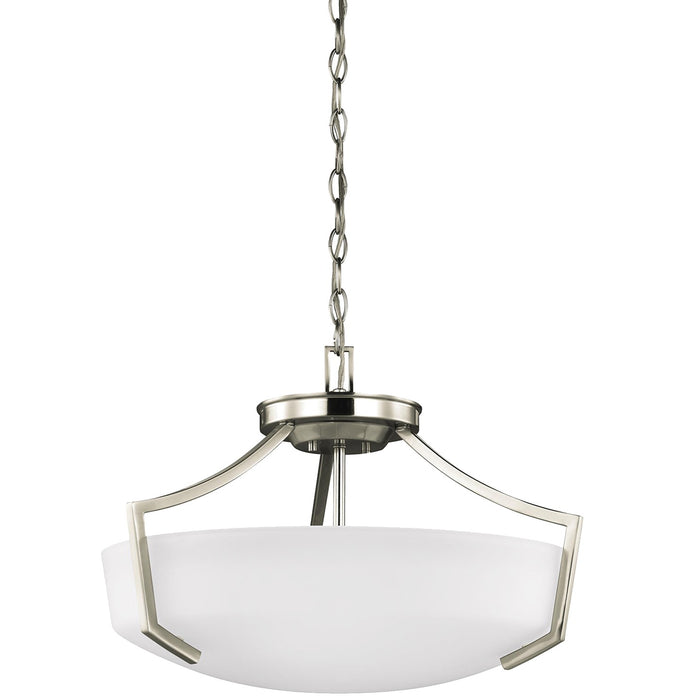 Generation Lighting 7724503EN3-962 Three Light Semi-Flush Convertible Pendant, Brushed Nickel