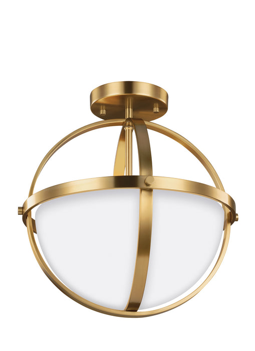 Generation Lighting 7724602-848 Two Light Semi-Flush Convertible Pendant, Satin Brass