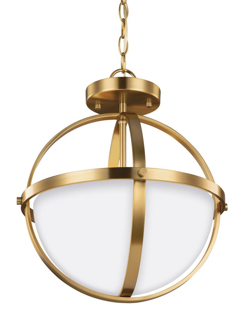 Generation Lighting 7724602-848 Two Light Semi-Flush Convertible Pendant, Satin Brass
