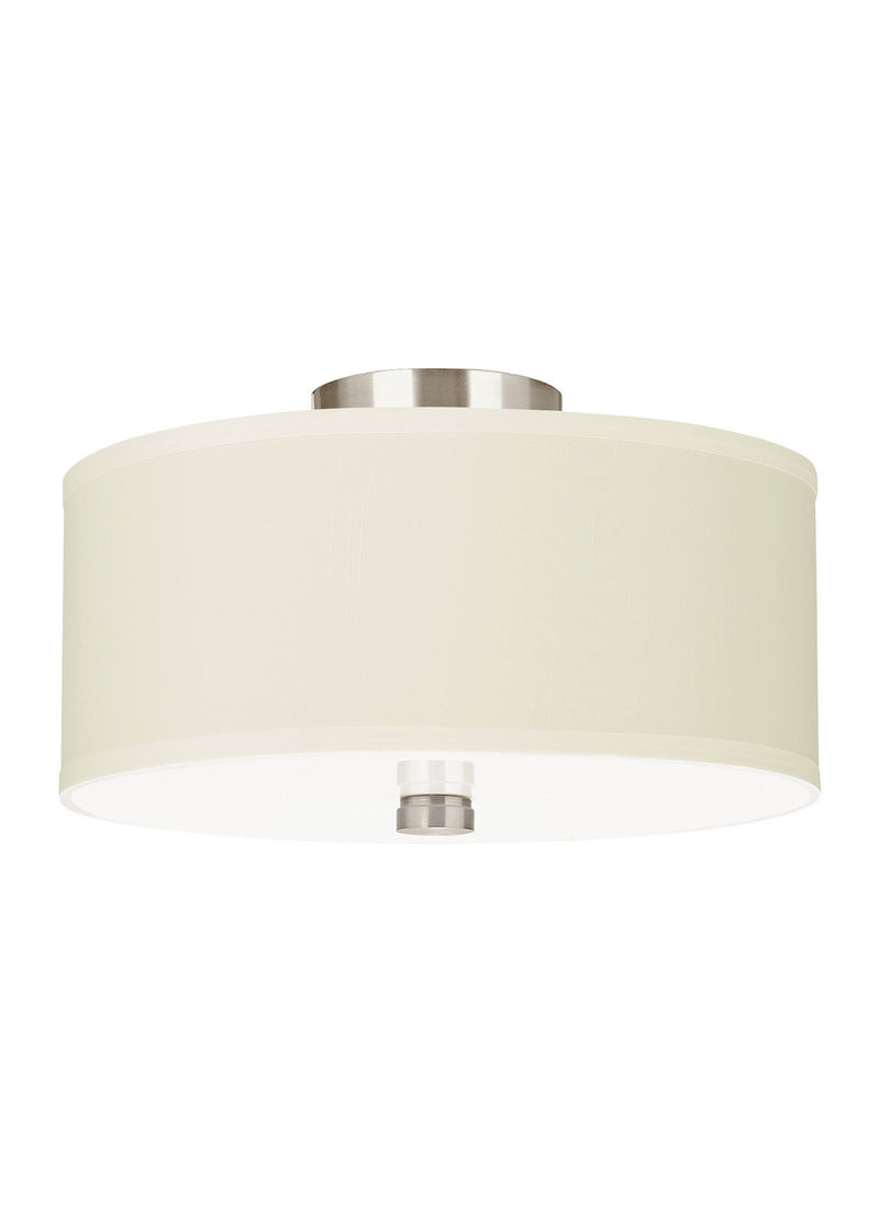 Visual Comfort Studio 77262EN3-962 Two Light Semi-Flush Convertible Pendant, Brushed Nickel