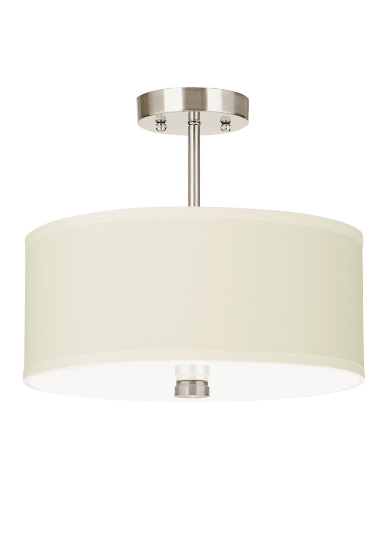 Visual Comfort Studio 77262EN3-962 Two Light Semi-Flush Convertible Pendant, Brushed Nickel