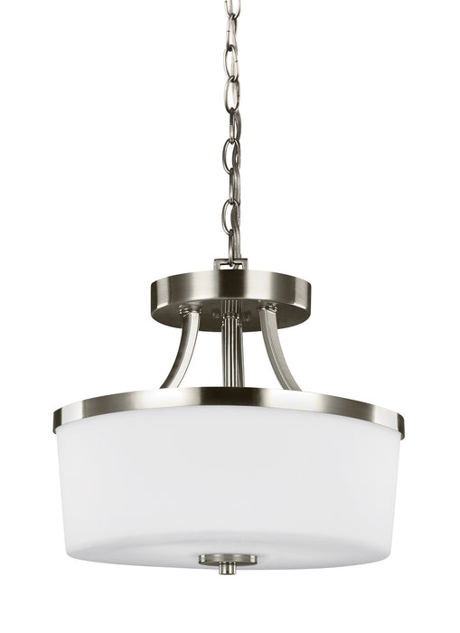 Generation Lighting 7739102-962 Two Light Semi-Flush Convertible Pendant, Brushed Nickel