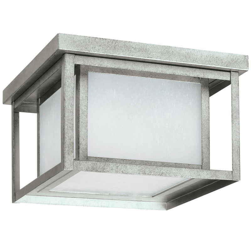 Generation Lighting 79039EN3-57 Two Light Outdoor Flush Mount, Weathered Pewter
