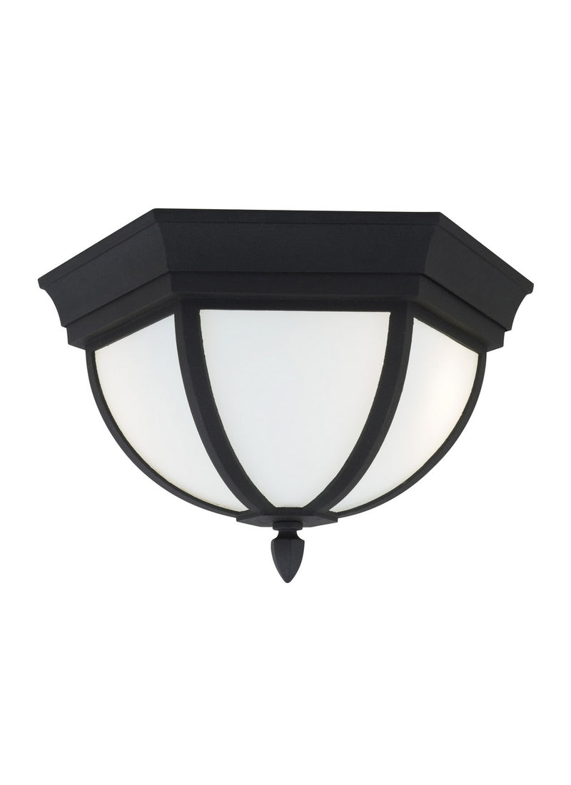 Generation Lighting 79136EN3-12 Two Light Outdoor Flush Mount, Black