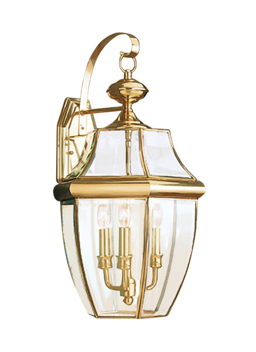 Generation Lighting 8040EN-02 Three Light Outdoor Wall Lantern, Polished Brass