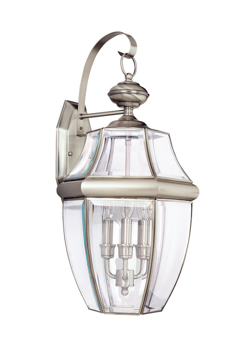 Generation Lighting 8040EN-965 Three Light Outdoor Wall Lantern, Antique Brushed Nickel