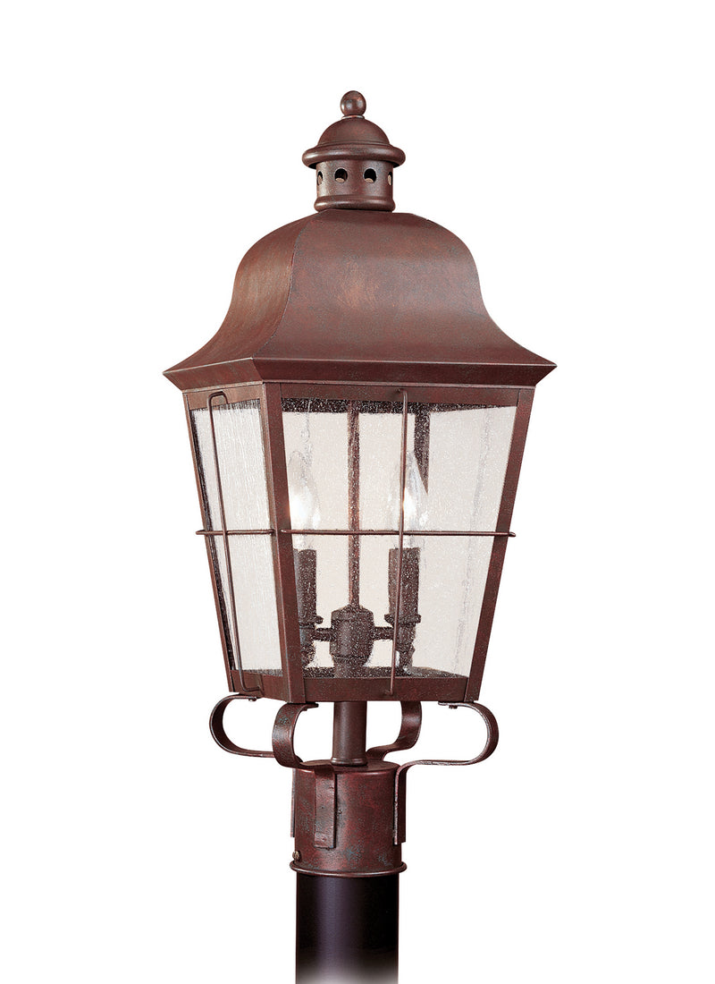 Generation Lighting 8262EN-44 Two Light Outdoor Post Lantern, Weathered Copper