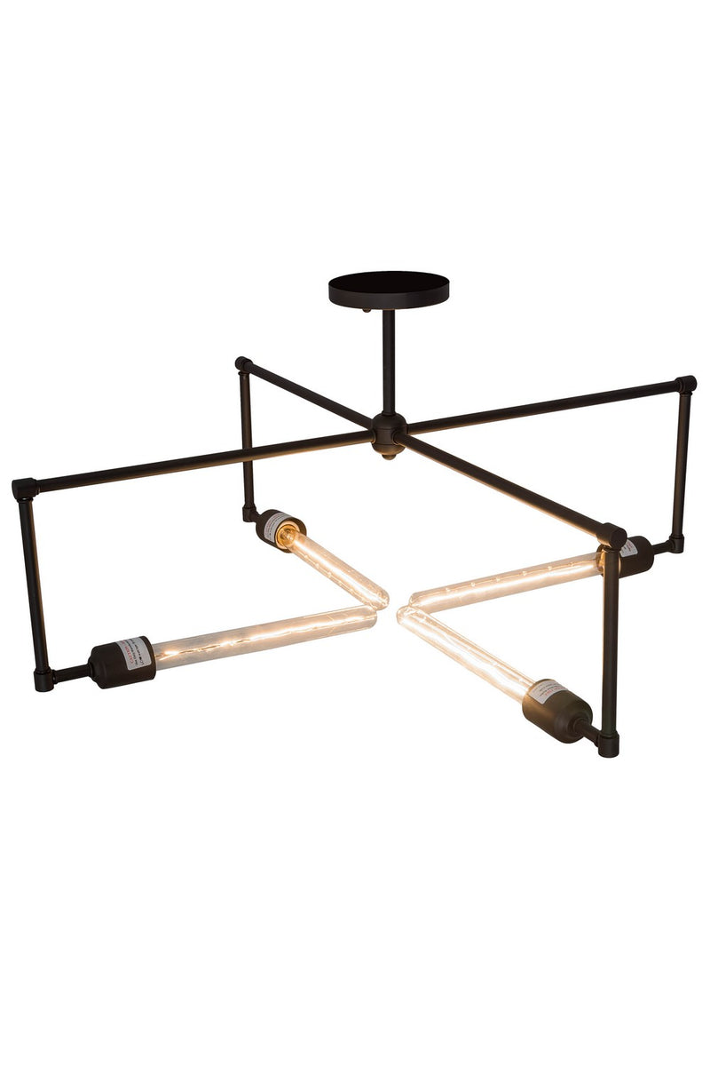 Meyda Tiffany 180896 Four Light Semi-Flushmount, Textured Black