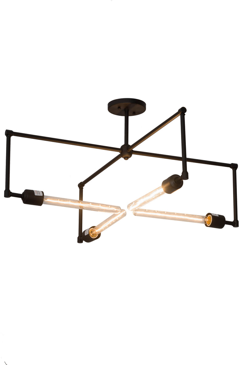 Meyda Tiffany 180896 Four Light Semi-Flushmount, Textured Black