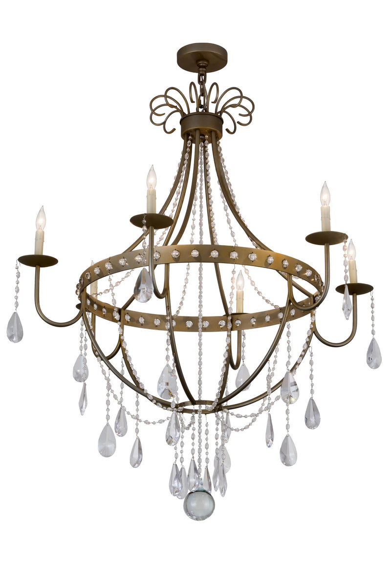 Meyda Tiffany 182546 Six Light Chandelier, Faux Silver Leaf
