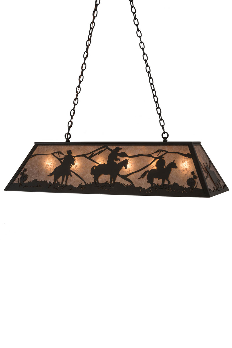 Meyda Tiffany 184715 Six Light Oblong Pendant, Timeless Bronze