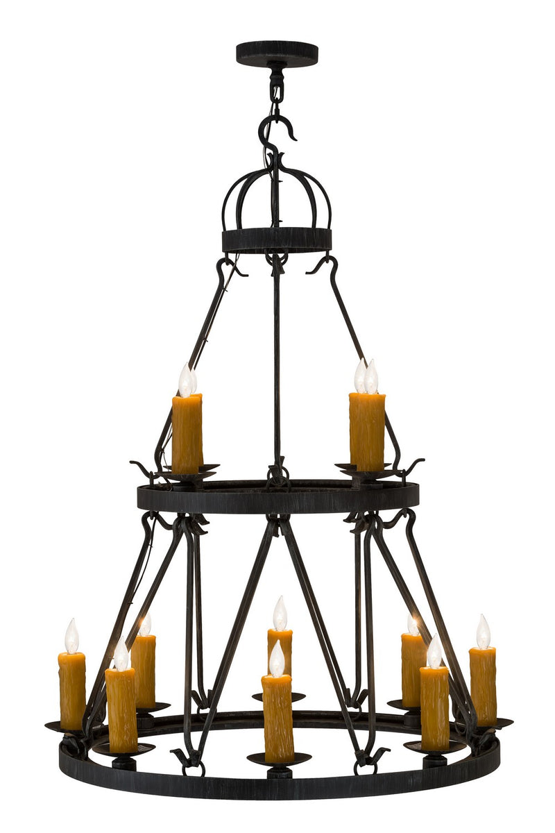 Meyda Tiffany 185067 12 Light Chandelier, Antique Iron Gate