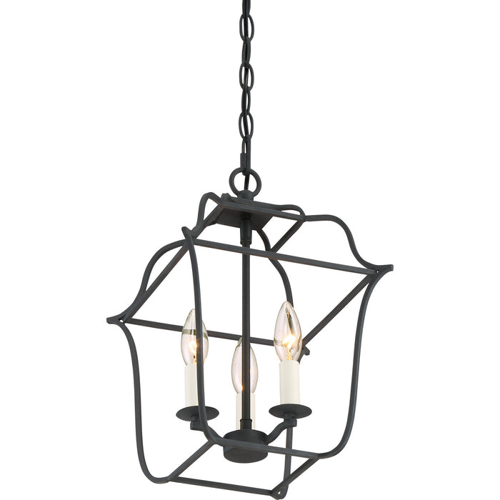 Quoizel GLY5203BA Three Light Foyer Pendant, Royal Ebony