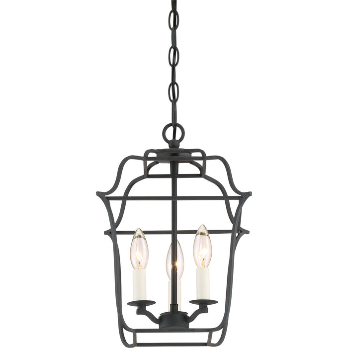 Quoizel GLY5203BA Three Light Foyer Pendant, Royal Ebony