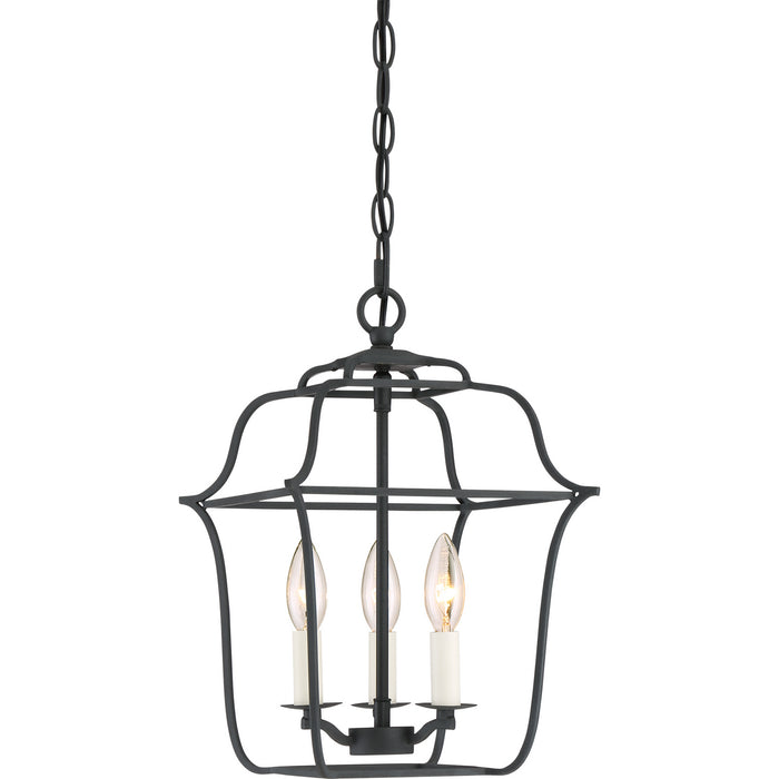 Quoizel GLY5203BA Three Light Foyer Pendant, Royal Ebony