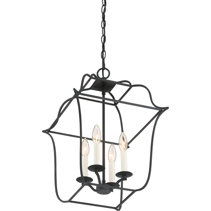 Quoizel GLY5204BA Four Light Foyer Pendant, Royal Ebony