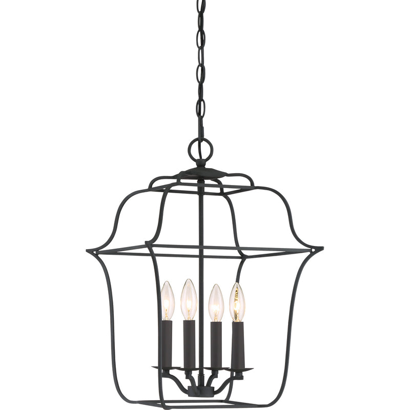 Quoizel GLY5204BA Four Light Foyer Pendant, Royal Ebony