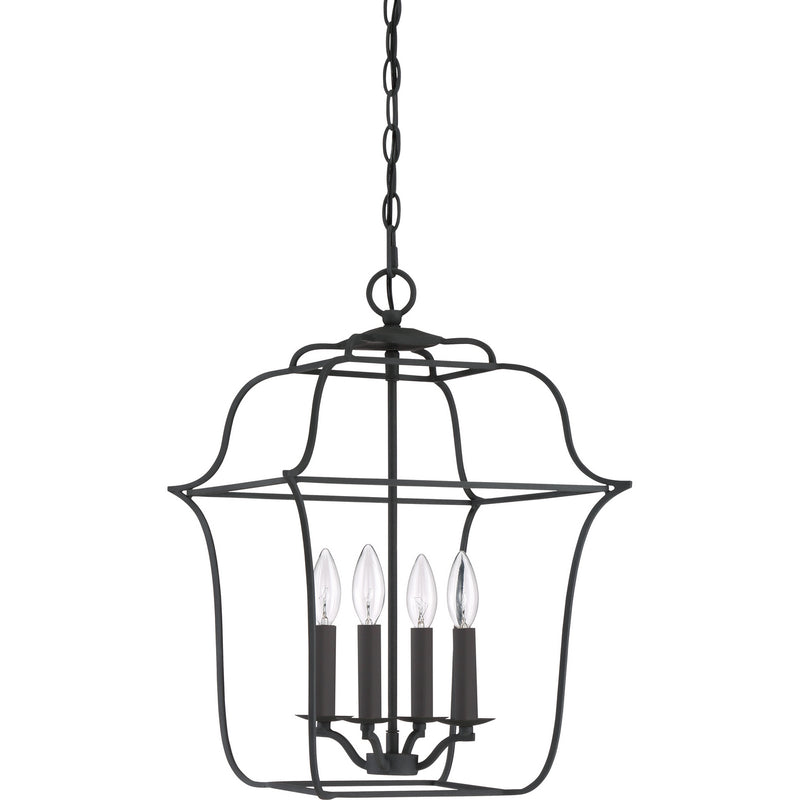 Quoizel GLY5204BA Four Light Foyer Pendant, Royal Ebony