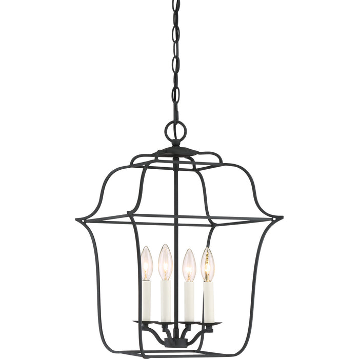 Quoizel GLY5204BA Four Light Foyer Pendant, Royal Ebony