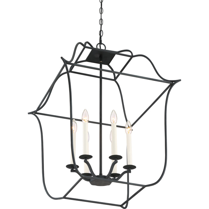 Quoizel GLY5206BA Six Light Foyer Pendant, Royal Ebony