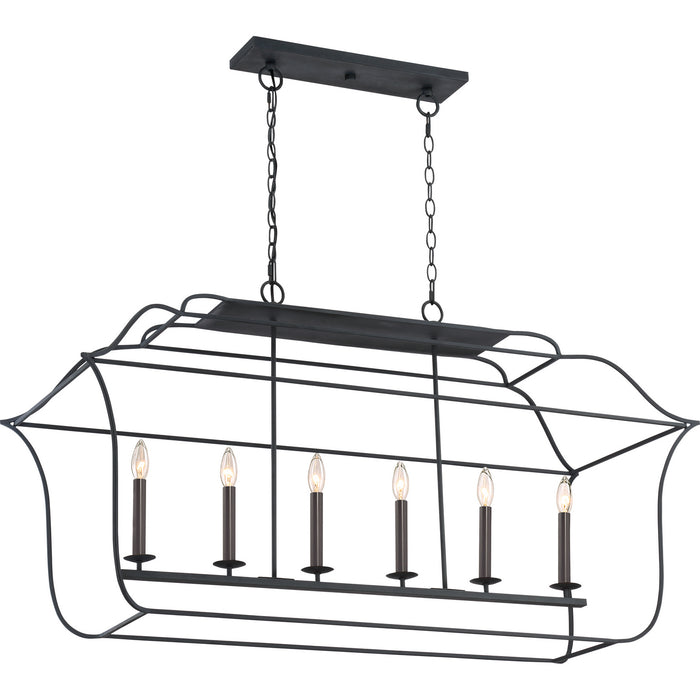 Quoizel GLY648BA Six Light Island Chandelier, Royal Ebony