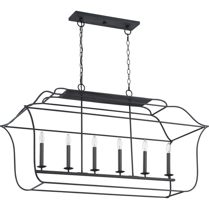 Quoizel GLY648BA Six Light Island Chandelier, Royal Ebony