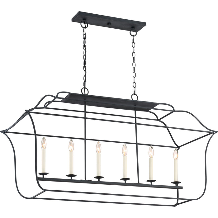 Quoizel GLY648BA Six Light Island Chandelier, Royal Ebony