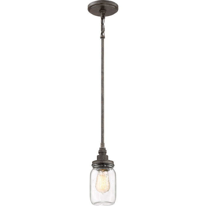 Quoizel SQR1504RK One Light Mini Pendant, Rustic Black