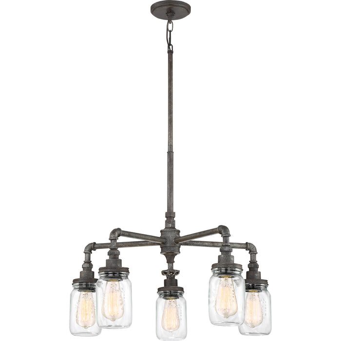 Quoizel SQR5005RK Five Light Chandelier, Rustic Black