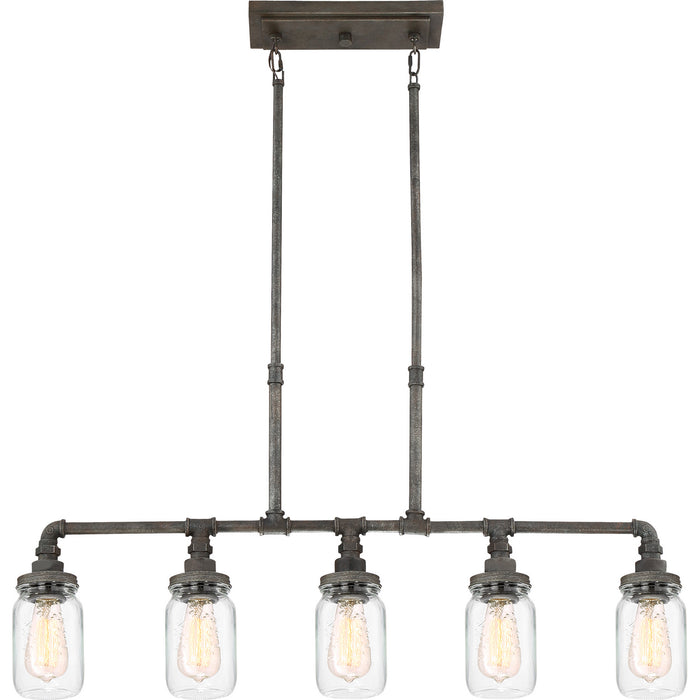 Quoizel SQR538RK Five Light Island Chandelier, Rustic Black