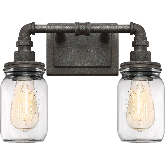 Quoizel SQR8602RK Two Light Bath Fixture, Rustic Black