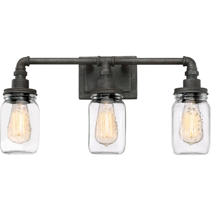 Quoizel SQR8603RK Three Light Bath Fixture, Rustic Black