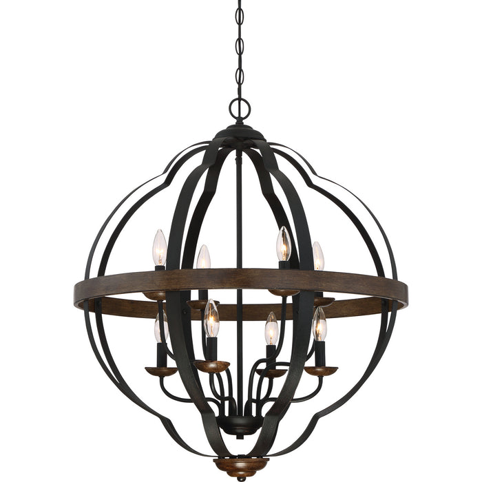 Quoizel SRN5208MK Eight Light Foyer Pendant, Marcado Black