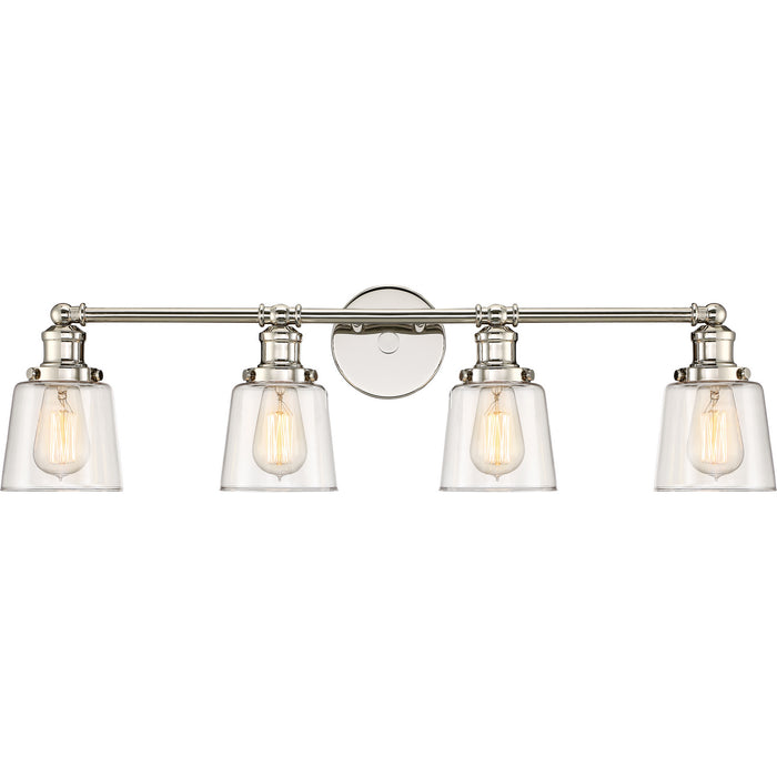 Quoizel UNI8604PK Four Light Bath Fixture, Polished Nickel