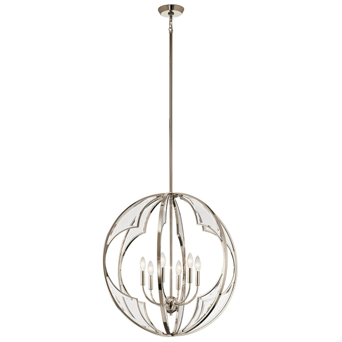 Kichler 43097PN Six Light Chandelier, Polished Nickel