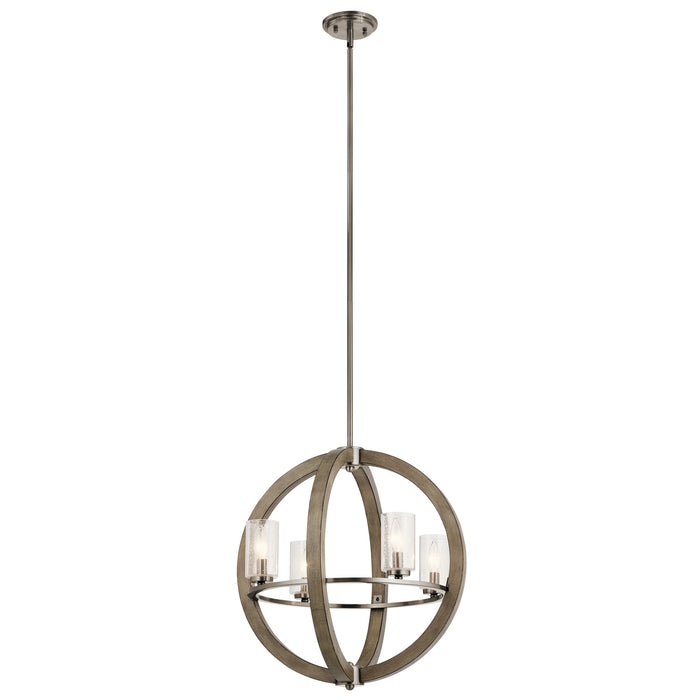 Kichler 43185DAG Four Light Chandelier, Distressed Antique Gray