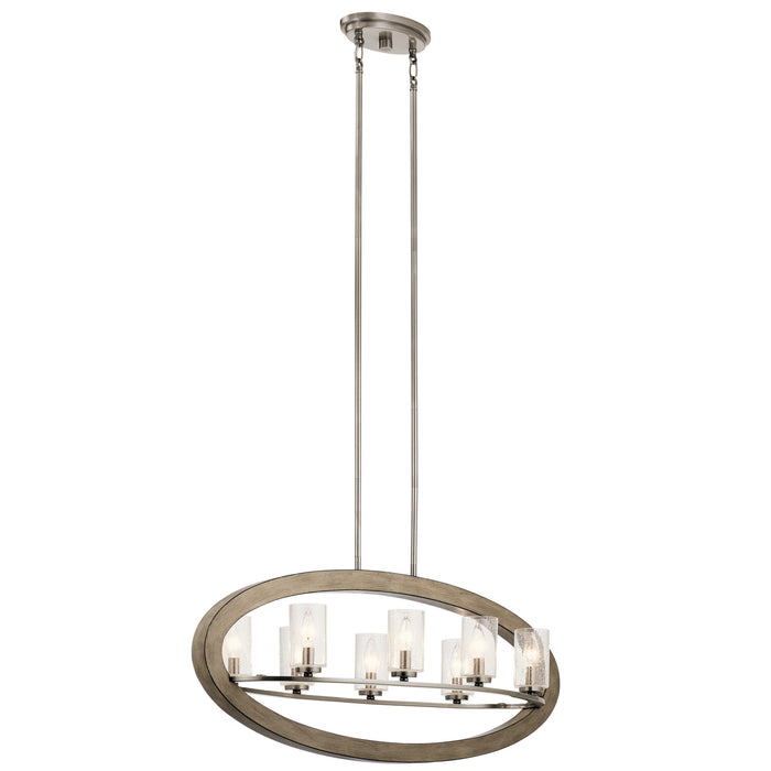 Kichler 43191DAG Eight Light Linear Chandelier, Distressed Antique Gray