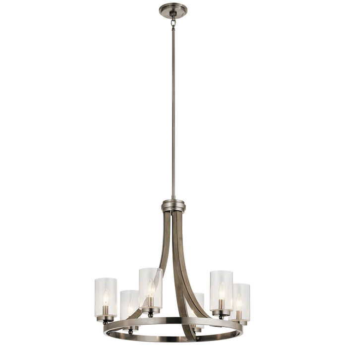 Kichler 43193DAG Six Light Chandelier, Distressed Antique Gray
